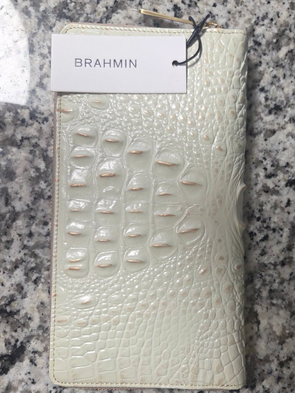 Brahmin Croc‑Embossed Leather Zip Wallet – NWT